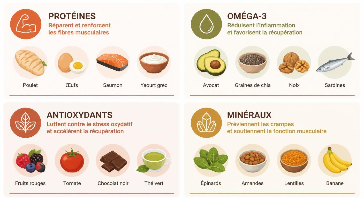 Les quatre familles de nutriments anti-courbatures