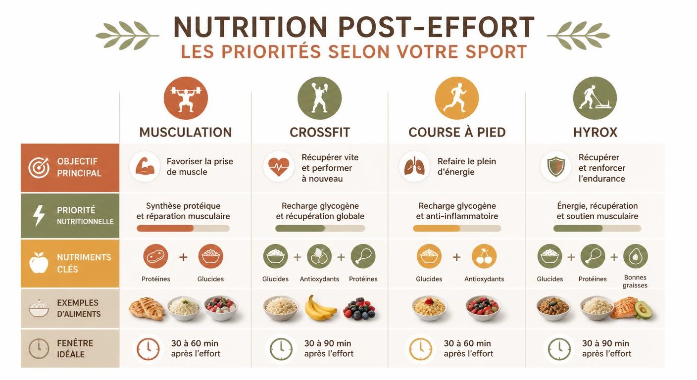 Priorités nutritionnelles de récupération selon la discipline sportive