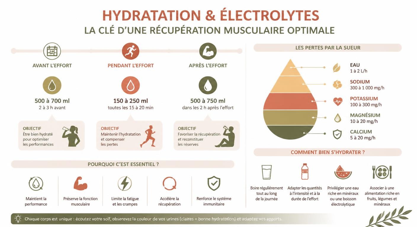 Hydratation et électrolytes pour la récupération musculaire