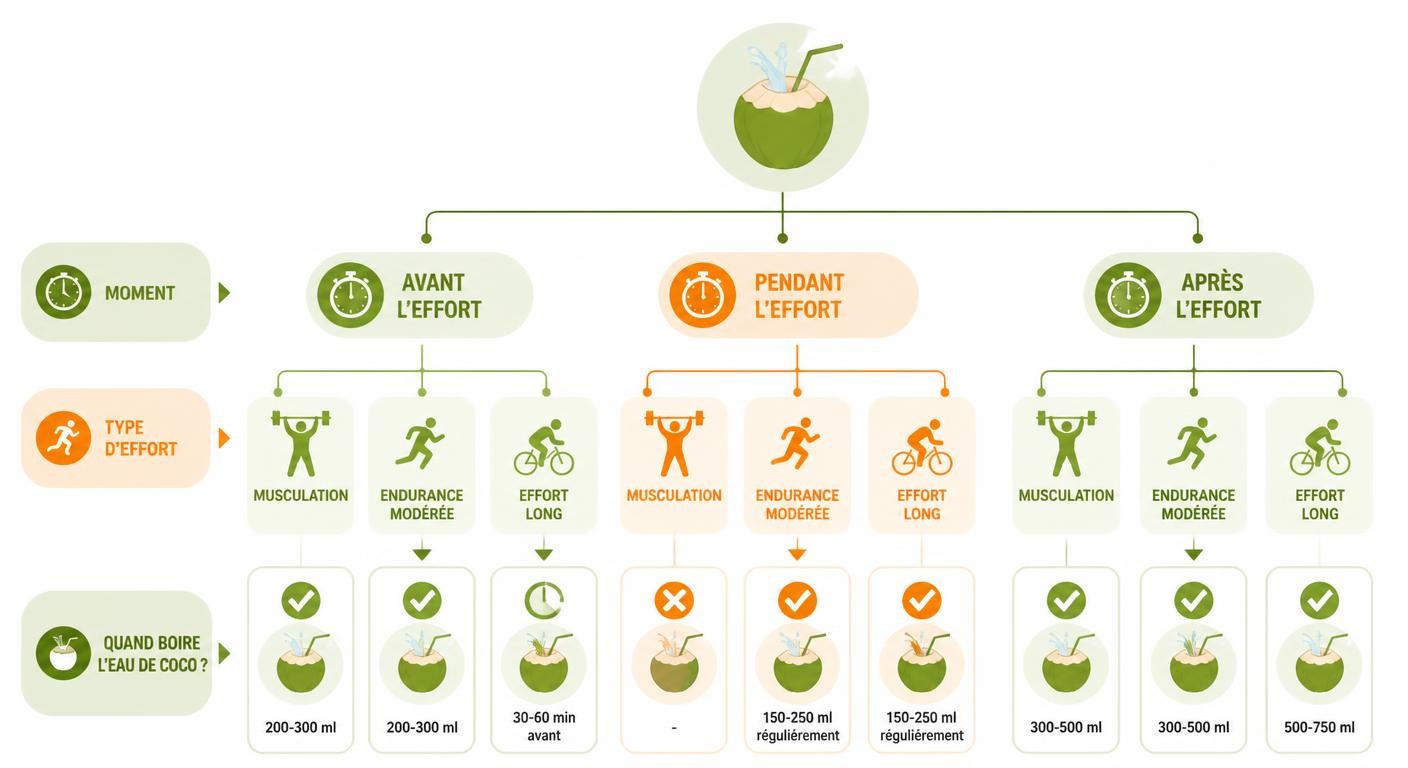 Infographie arbre de décision pour boire de l'eau de coco selon l'effort