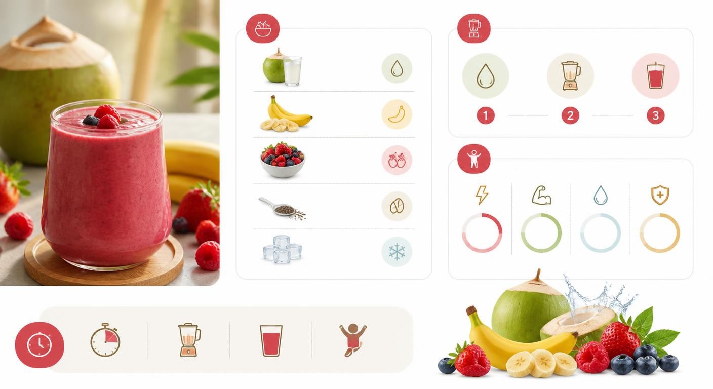 Infographie de la recette de smoothie de récupération à l'eau de coco
