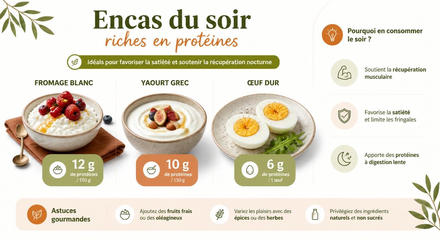 Infographie des encas du soir riches en protéines