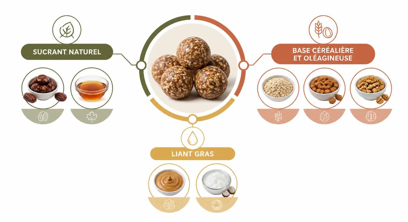 Infographie expliquant la composition des energy balls maison