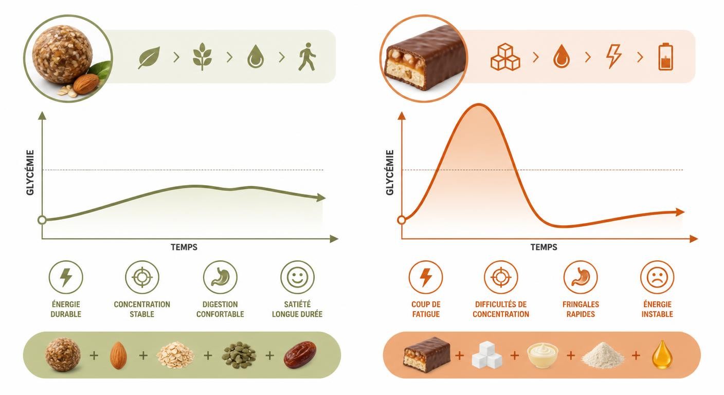 Comparaison de la courbe glycémique entre energy balls et encas industriel
