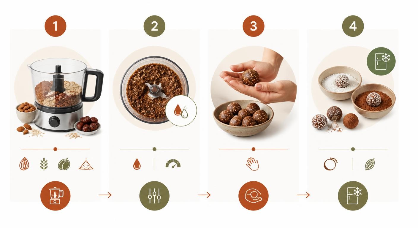 Infographie des étapes pour faire des energy balls maison