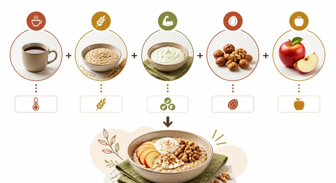 Infographie de composition d'un petit-déjeuner adapté au sportif
