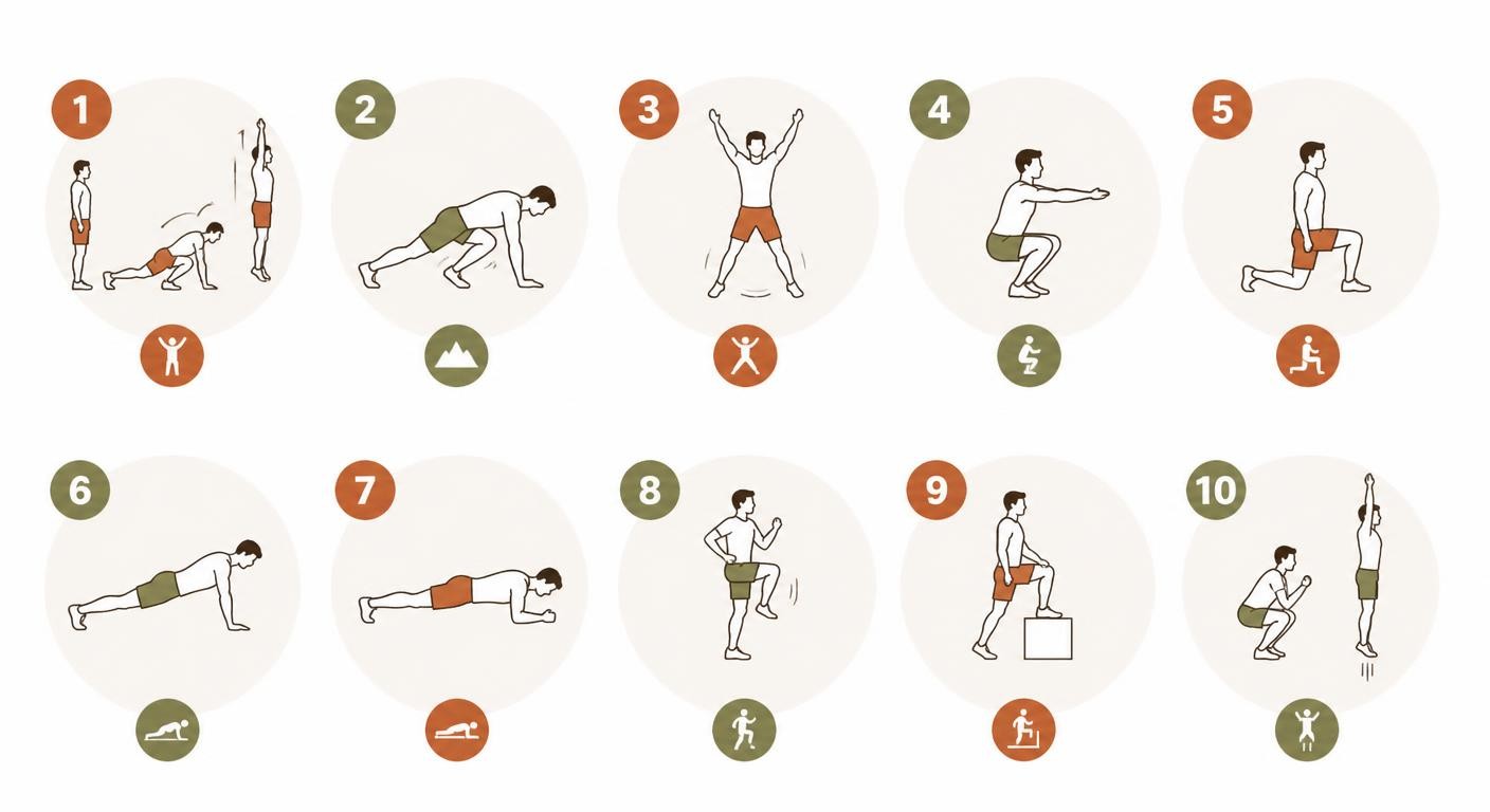 Infographie des 10 meilleurs exercices maison pour la perte de poids sans matériel