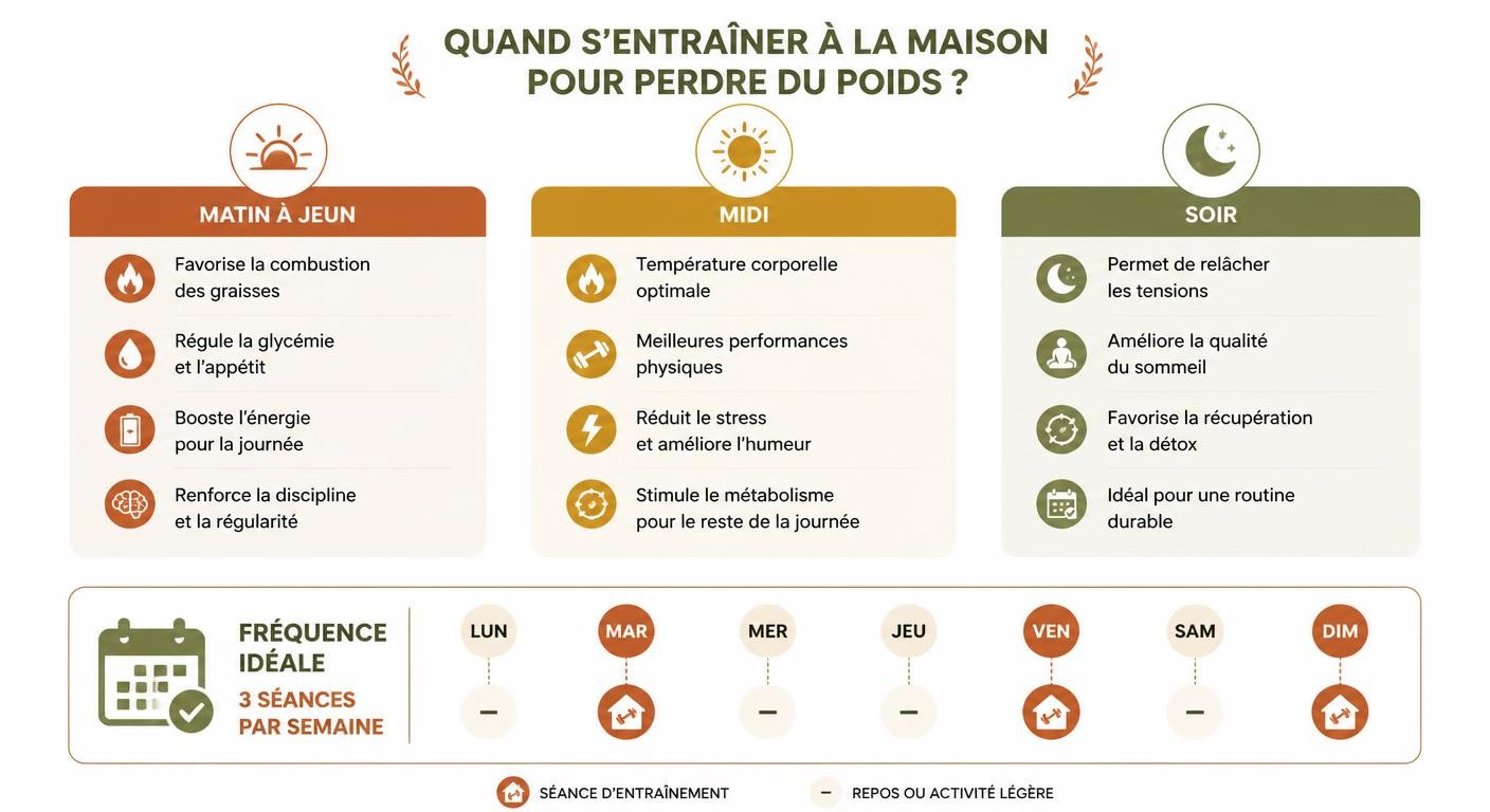 Infographie sur la fréquence et le meilleur moment pour s'entraîner à la maison