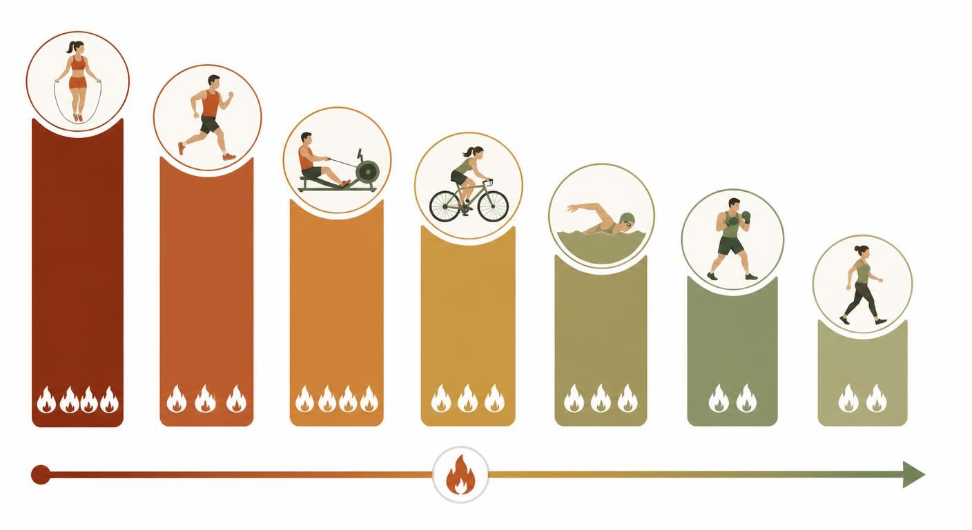 Infographie comparant les sports selon les calories brûlées par heure.