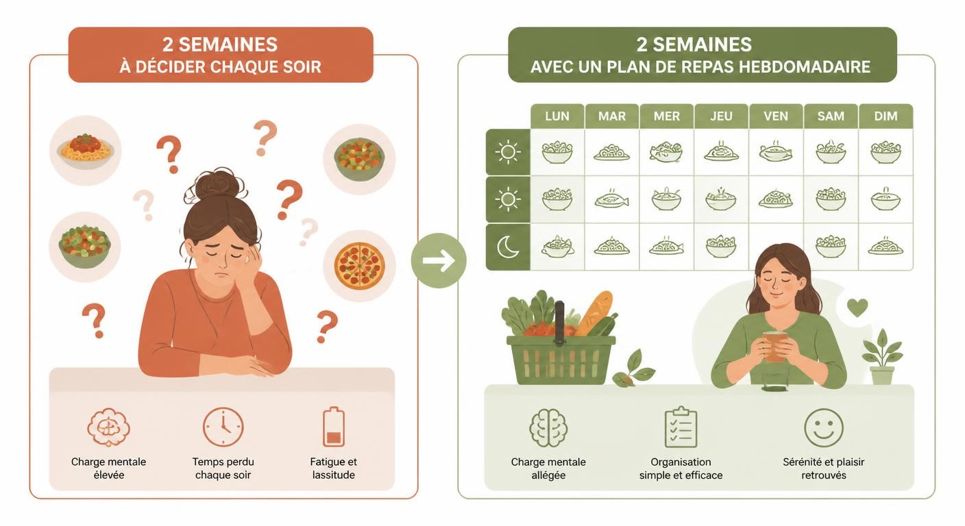 Comparaison entre décider ses repas chaque soir et suivre un plan de repas hebdomadaire planifié