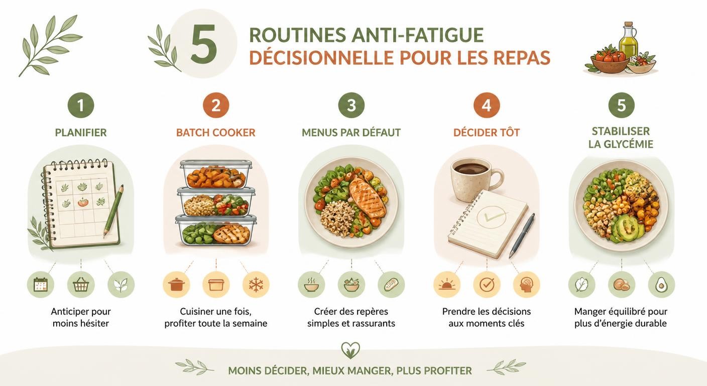 Cinq routines pour manger équilibré sans effort décisionnel au quotidien