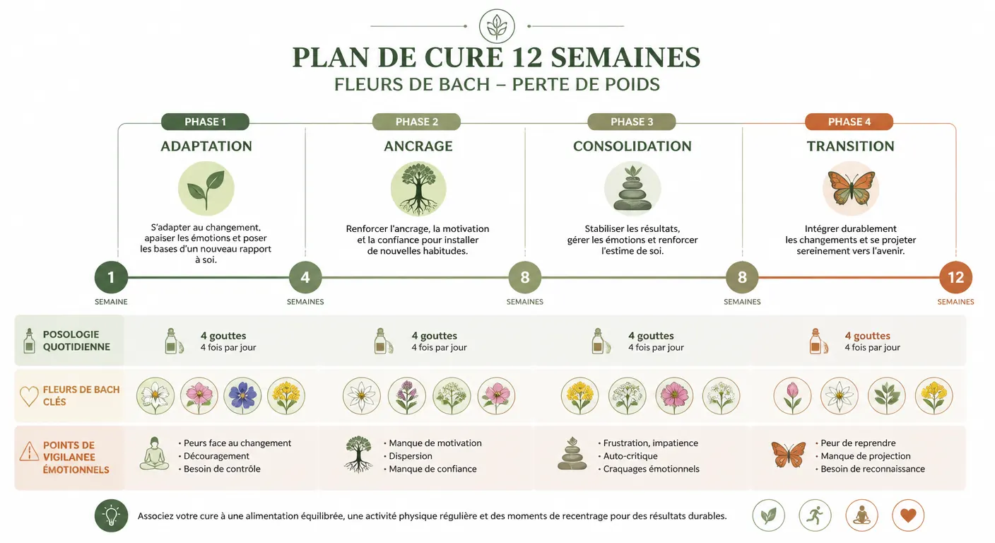 Plan de cure fleurs de Bach minceur sur 12 semaines