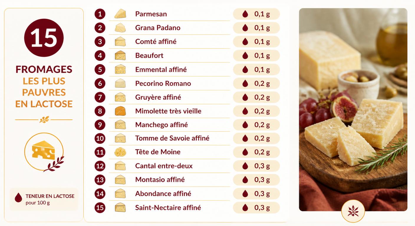 Classement des 15 fromages contenant le moins de lactose