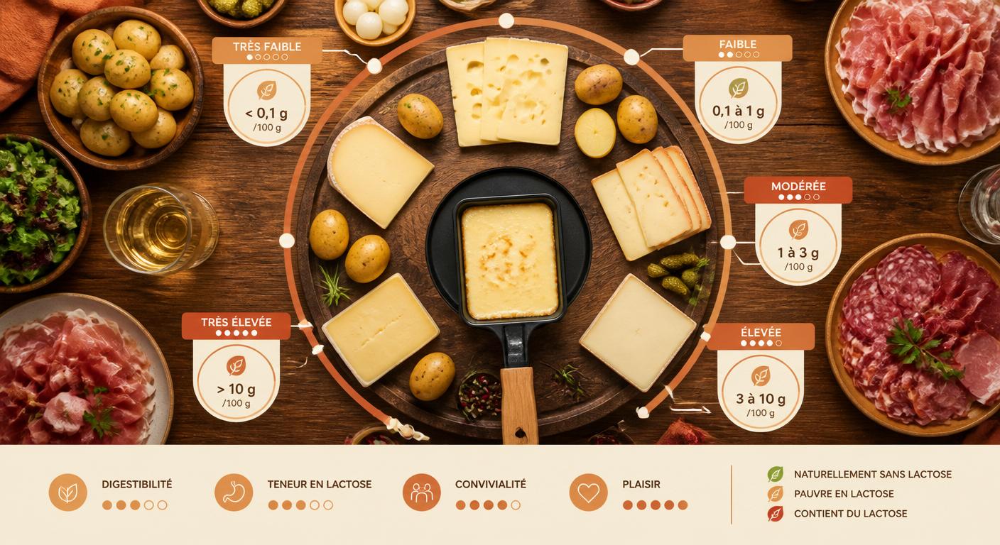 Planche de raclette avec fromages sans lactose recommandés