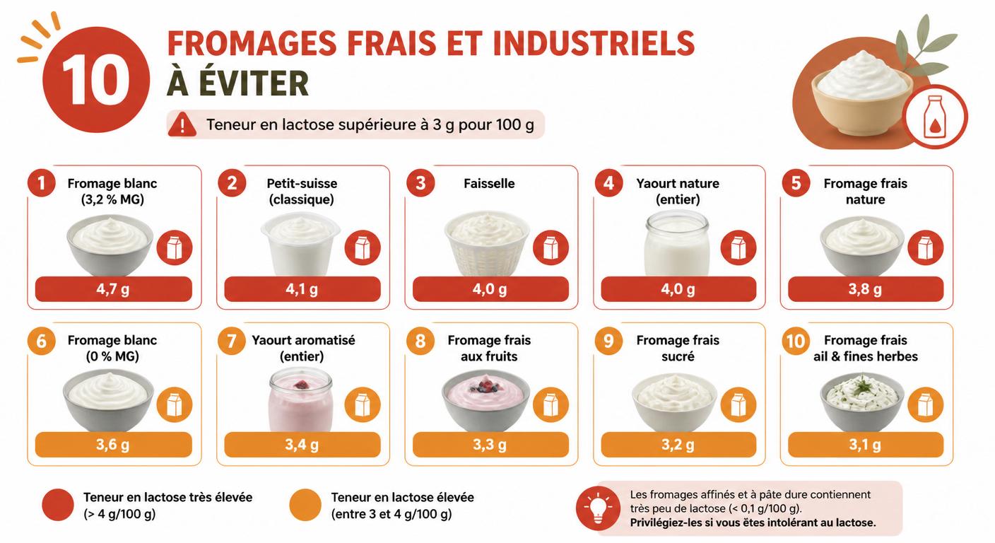 Liste des 10 fromages les plus riches en lactose à éviter