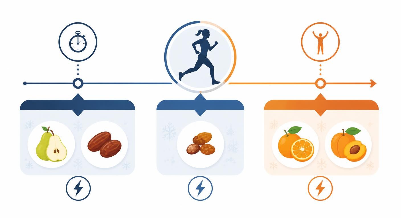 Infographie du timing des fruits d'hiver autour de la séance de sport