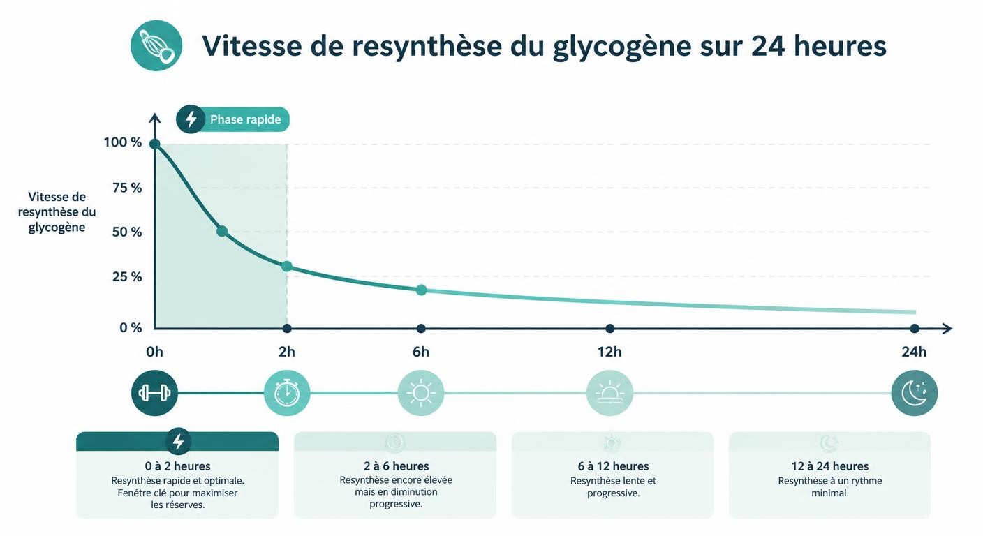 Courbe de la vitesse de resynthèse du glycogène après l'effort