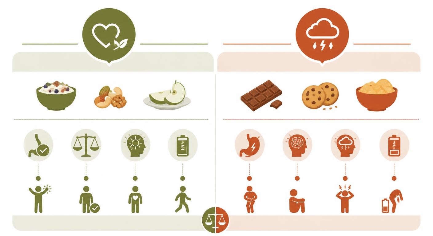 Infographie comparant le grignotage plaisir et le grignotage émotionnel de compensation