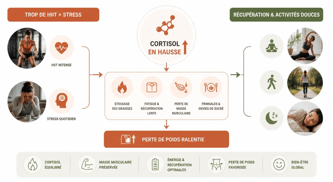 Trop de HIIT, stress et cortisol : quand la perte de poids stagne