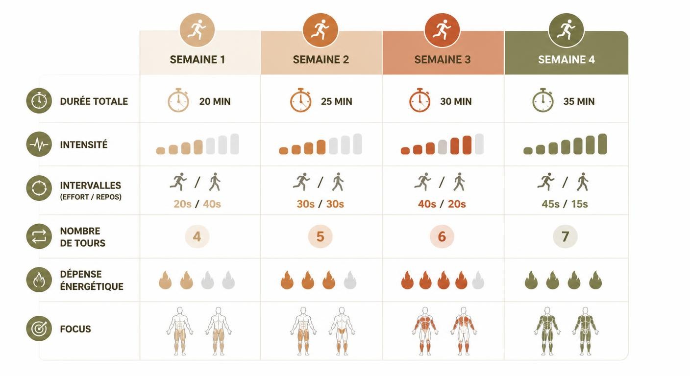 Plan HIIT progressif sur 4 semaines pour la perte de poids