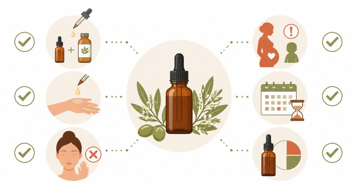 Infographie des précautions d'emploi des huiles essentielles anti-inflammatoires