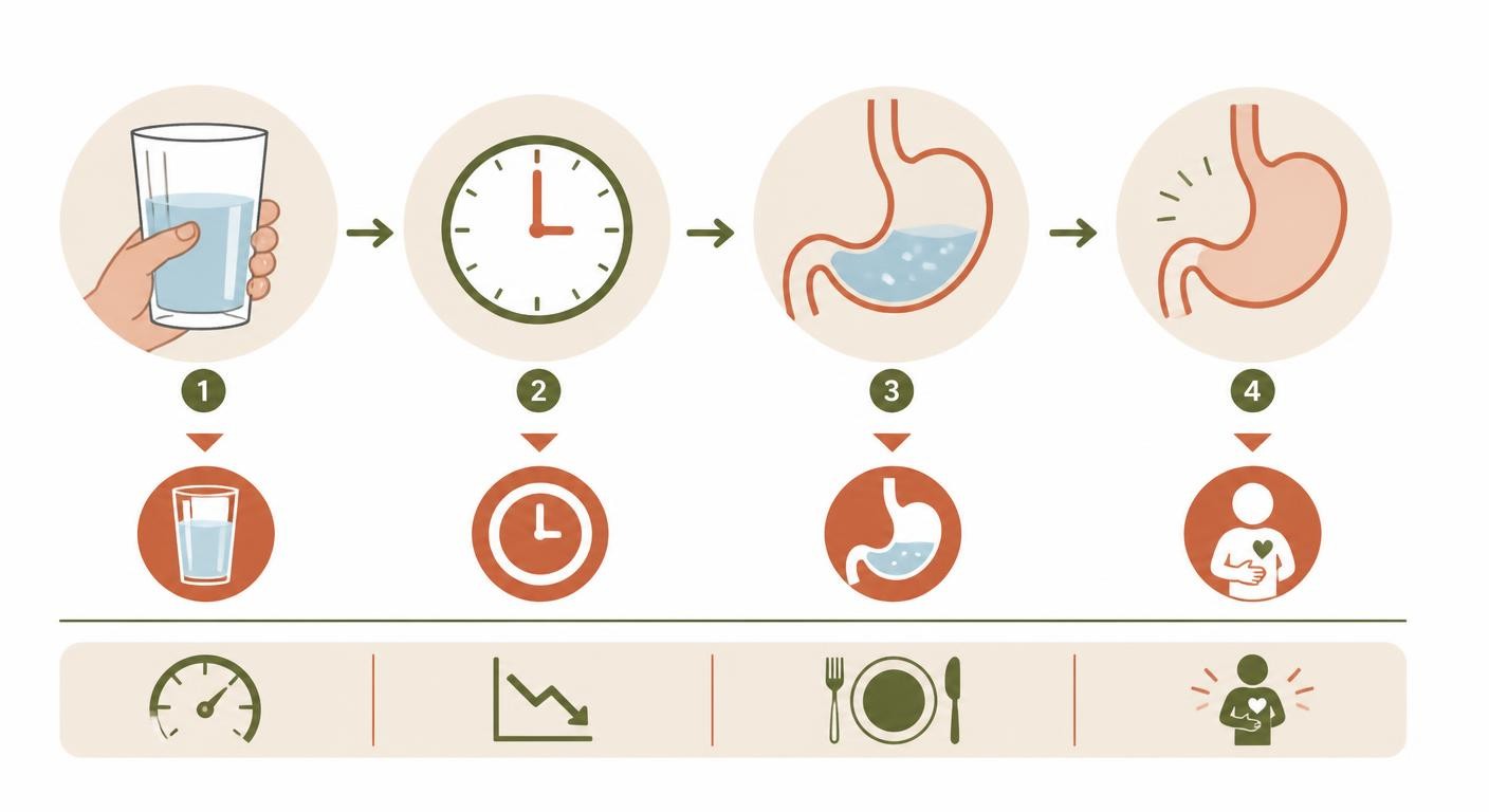 Infographie montrant l'effet coupe-faim de l'eau avant les repas