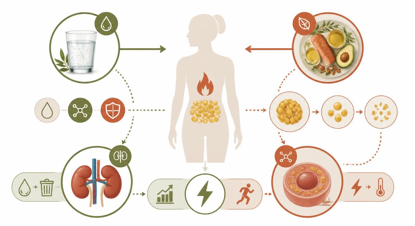 Infographie sur l'hydratation et le métabolisme des graisses