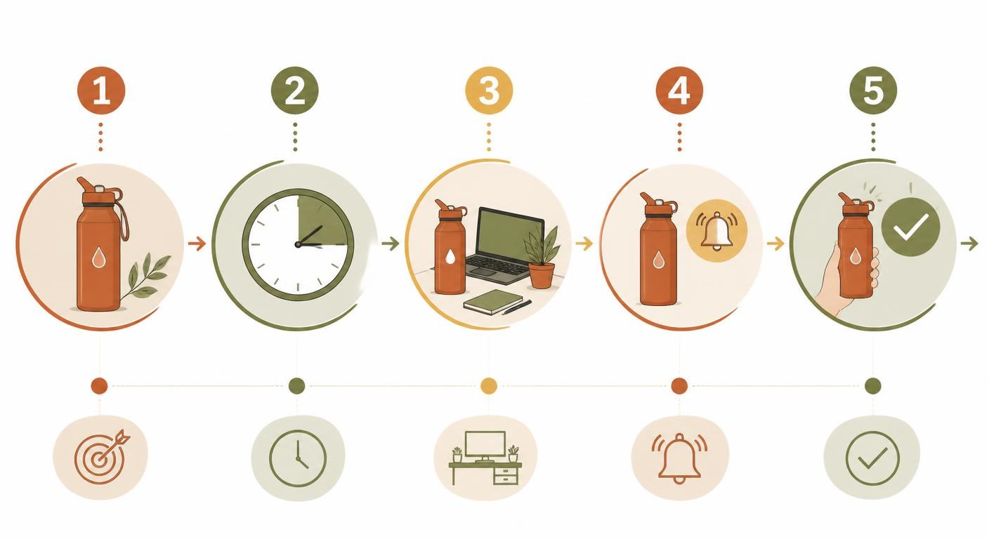 Infographie en 5 réflexes pour installer une routine d'hydratation durable au quotidien