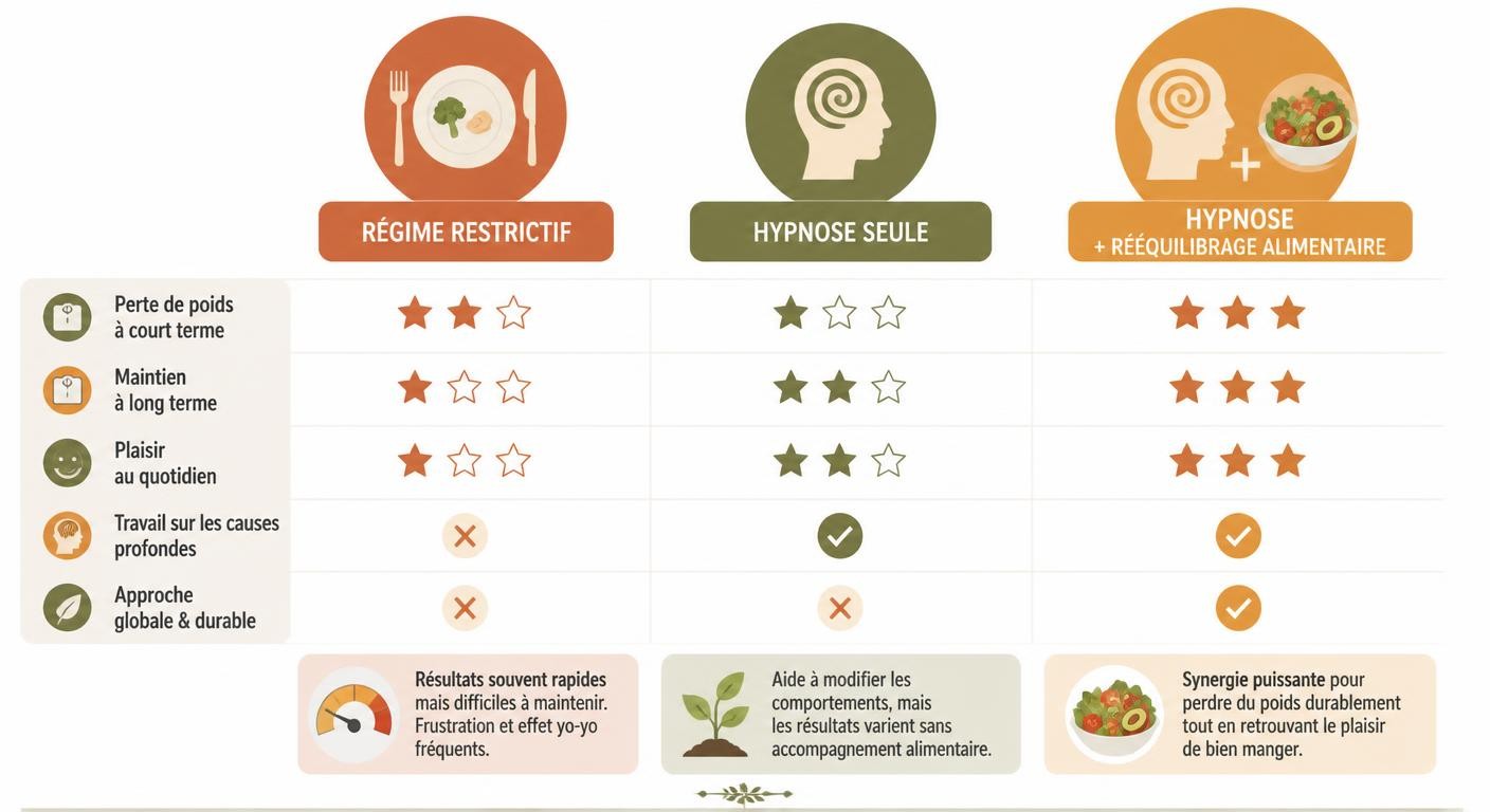 Infographie comparant trois approches de perte de poids