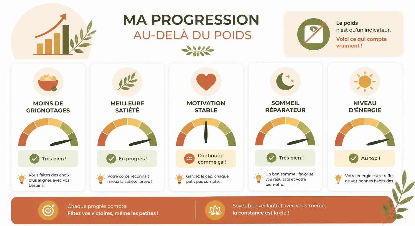 Infographie des indicateurs de progression au-delà de la balance