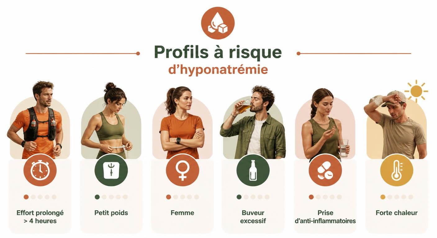 Infographie des profils de sportifs les plus exposés à l'hyponatrémie