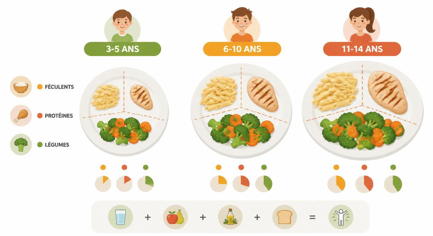 Comparatif visuel des portions enfant par tranche d'âge