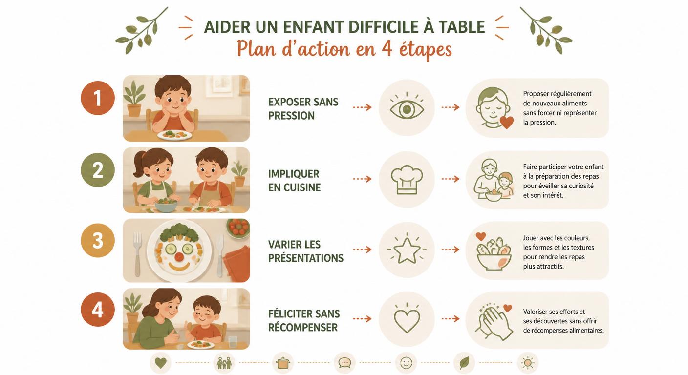Plan d'action en 4 étapes pour gérer un enfant difficile à table