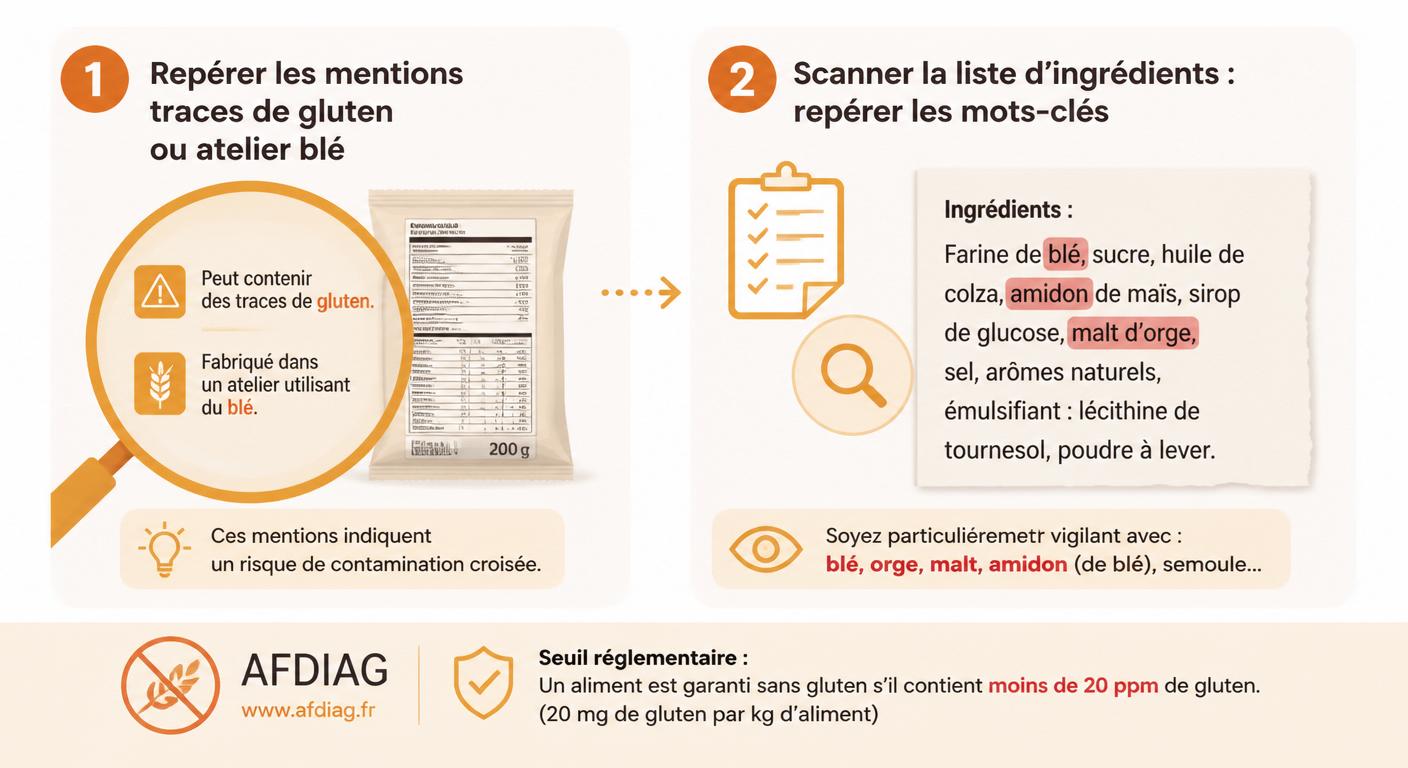 Méthode visuelle pour lire une étiquette et détecter la présence de gluten en 30 secondes