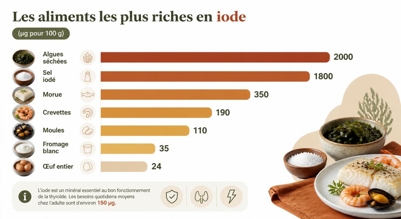 Infographie du classement des aliments les plus riches en iode