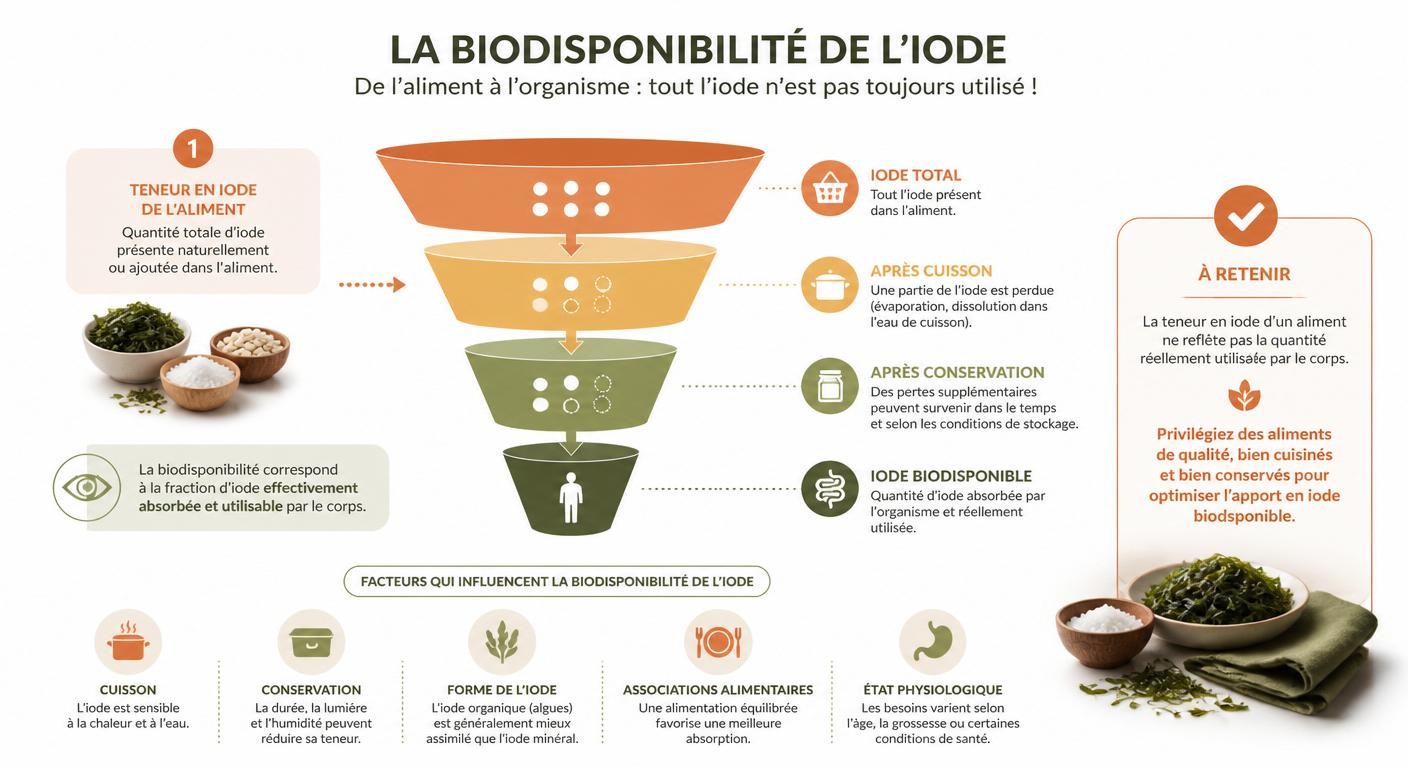 Infographie sur l'assimilation réelle de l'iode par l'organisme