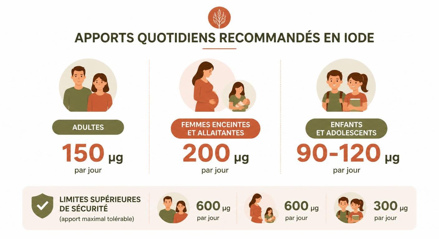Infographie des besoins quotidiens en iode par profil