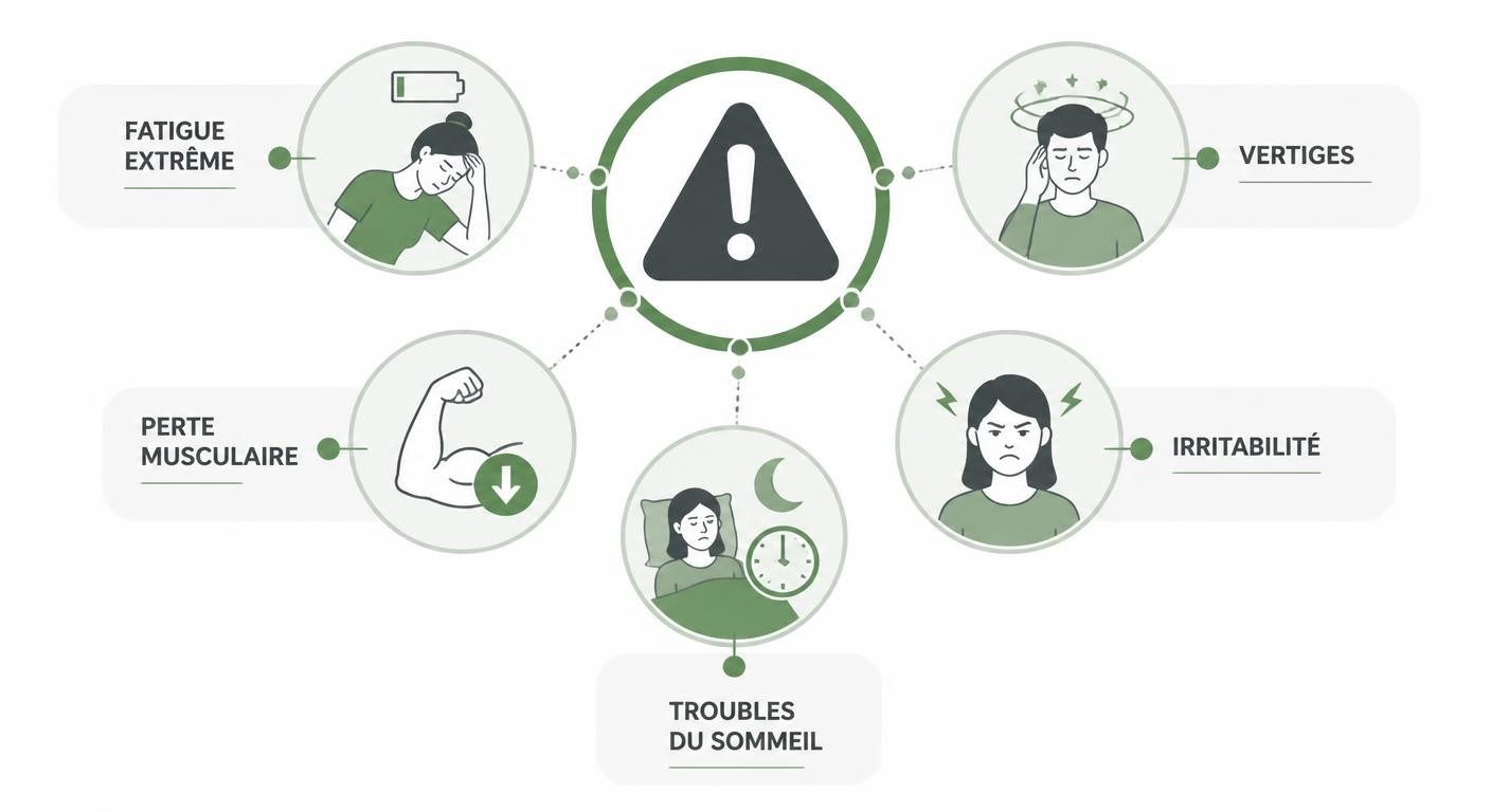 Infographie des signaux d'alerte d'un jeûne intermittent prolongé mal encadré