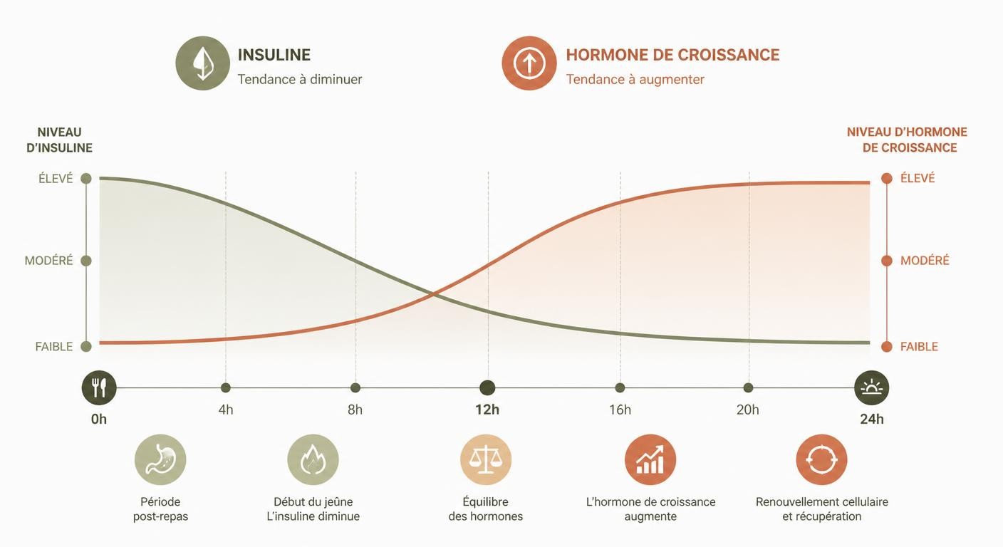 Évolution de l'insuline et de l'hormone de croissance pendant le jeûne intermittent