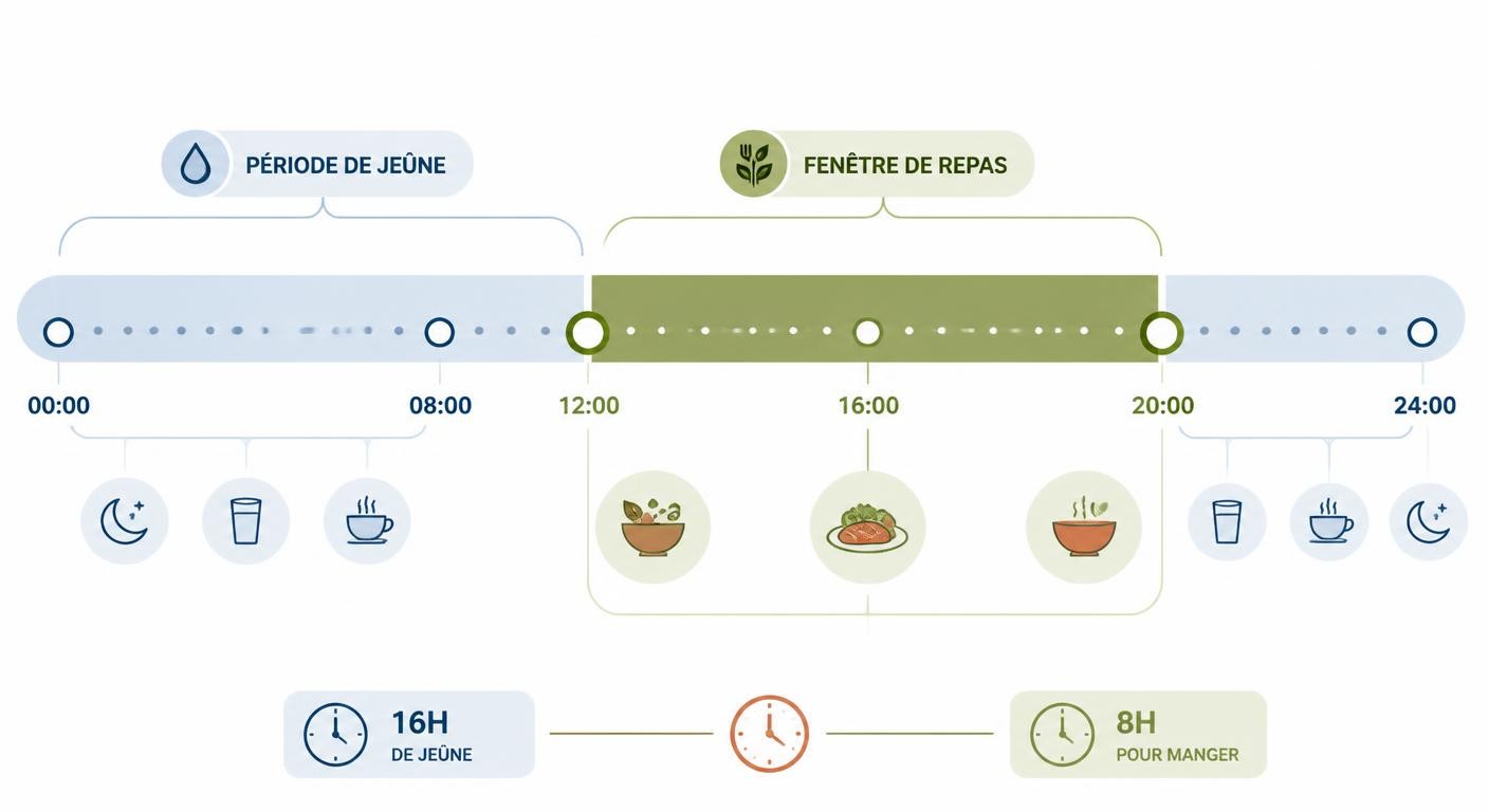 Déroulé d'une journée type en jeûne intermittent 16/8