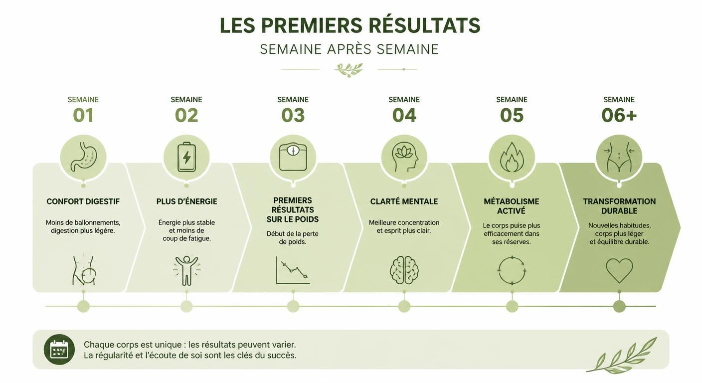 Chronologie des premiers résultats du jeûne intermittent