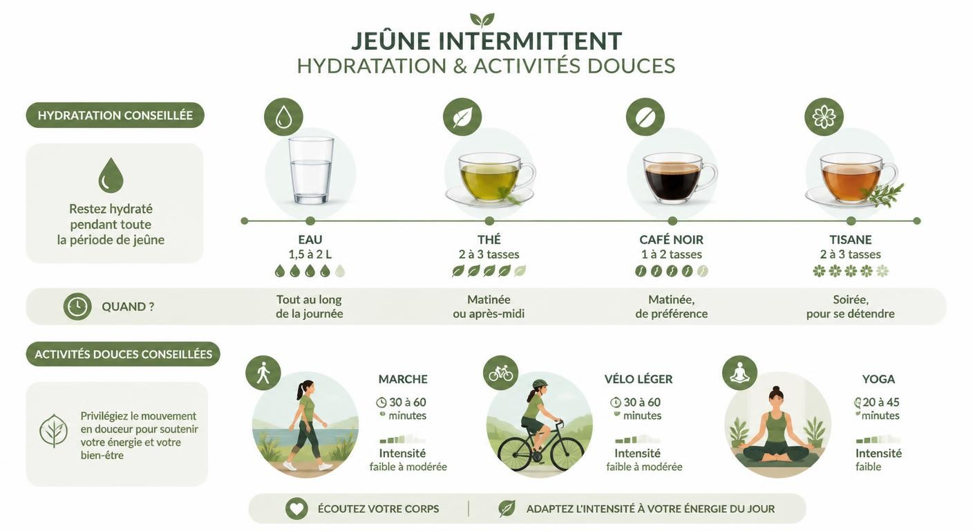 Repères d'hydratation et activités physiques recommandées pendant le jeûne intermittent