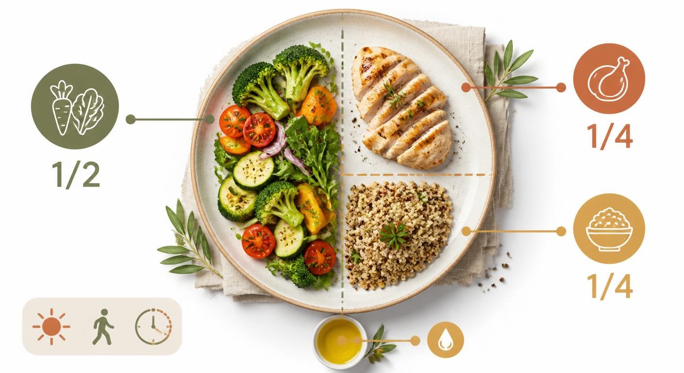Assiette équilibrée type pendant la fenêtre de repas du jeûne intermittent