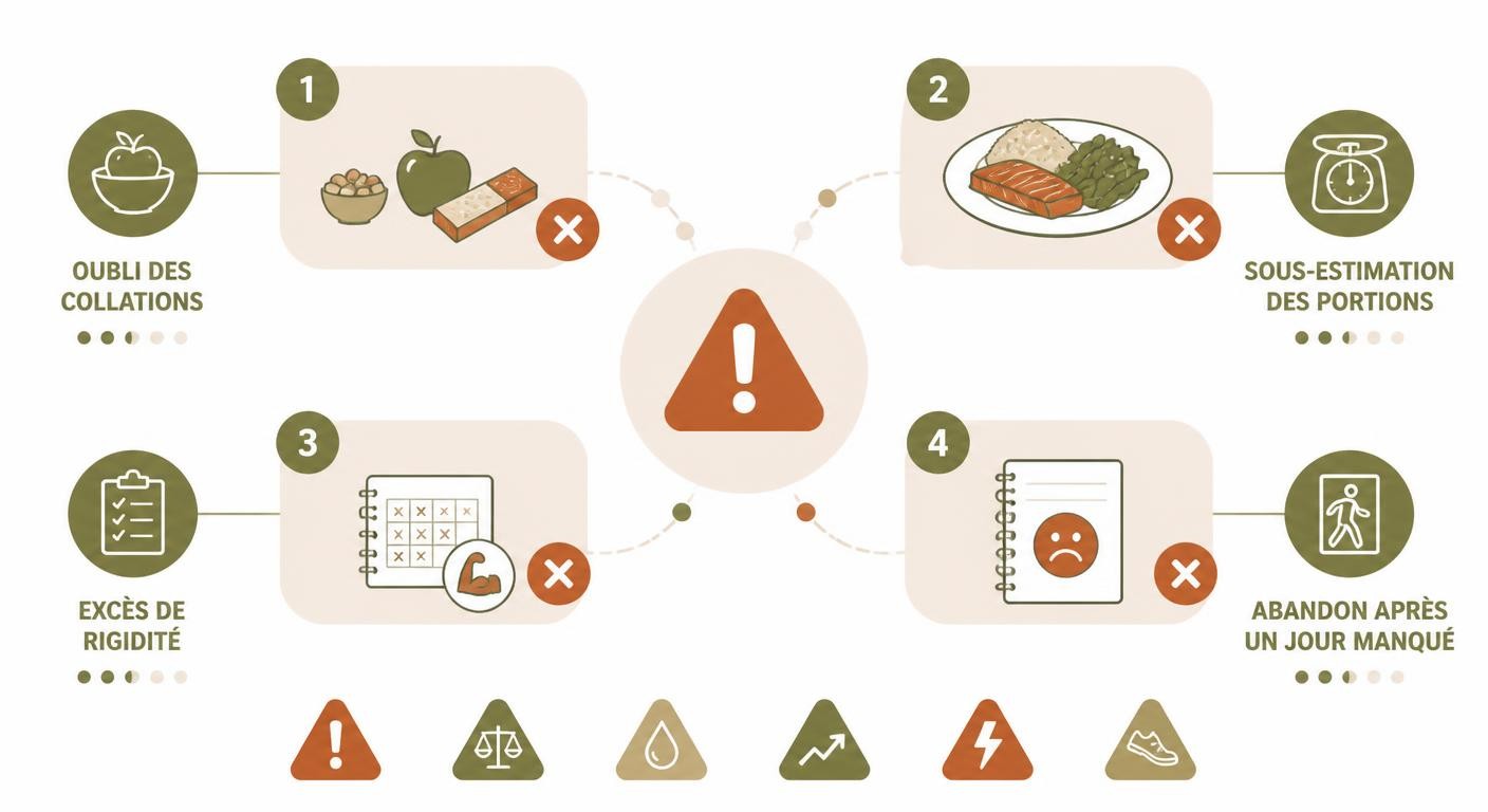 Infographie des erreurs fréquentes du journal alimentaire sportif