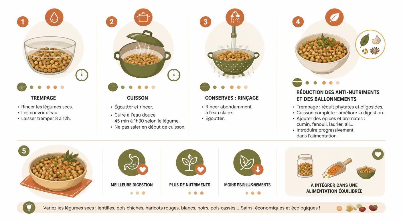 Étapes de préparation des légumineuses pour une meilleure digestion