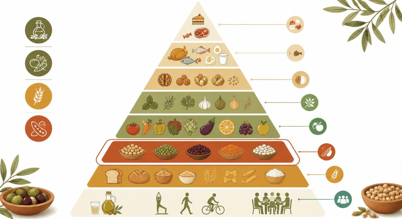 Infographie de la place des légumineuses dans la pyramide alimentaire méditerranéenne