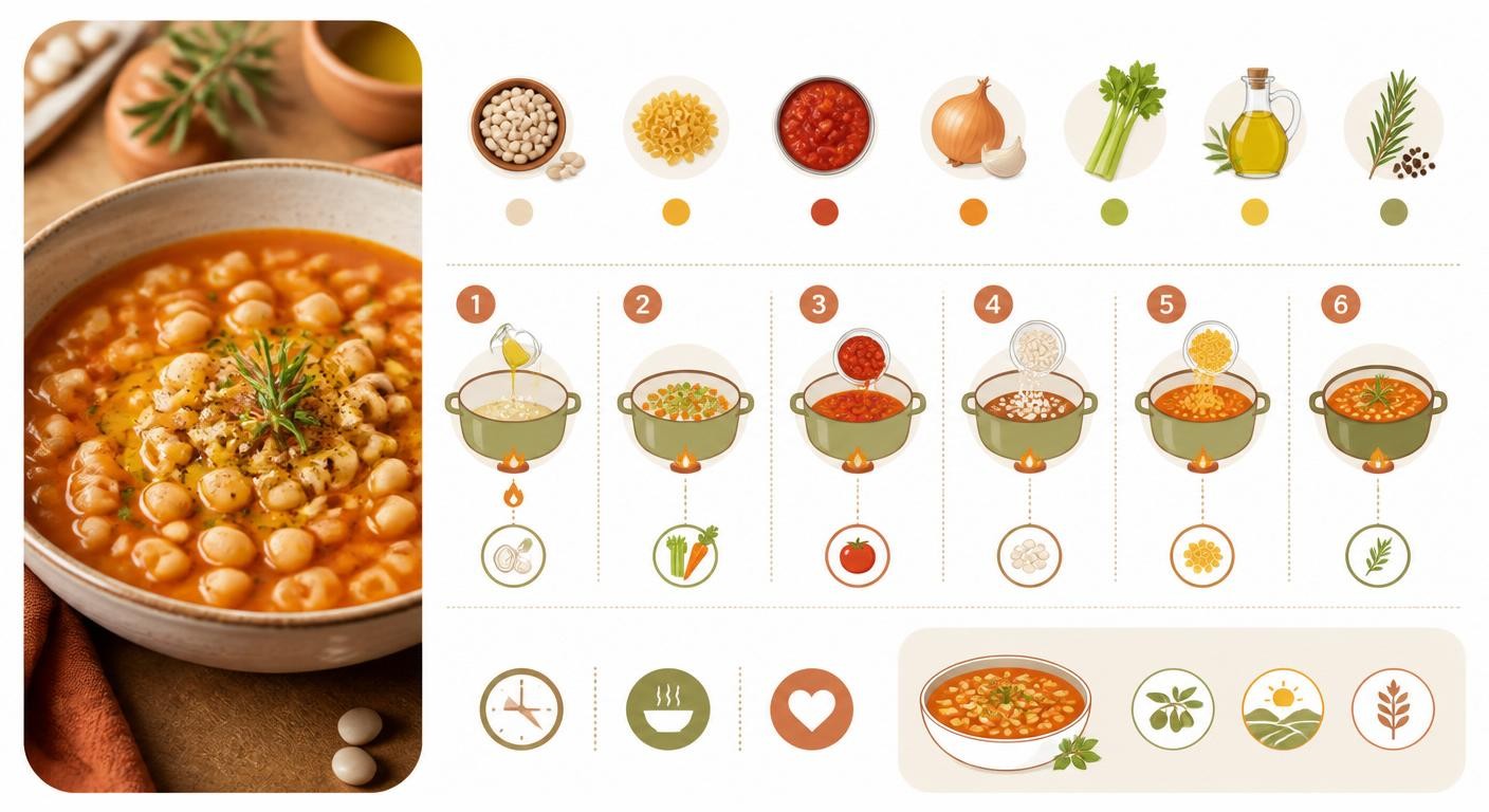 Infographie de la pasta e fagioli aux haricots blancs