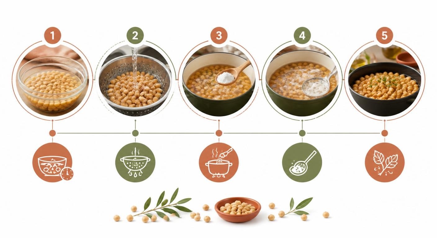 Infographie du processus de trempage et cuisson des légumineuses