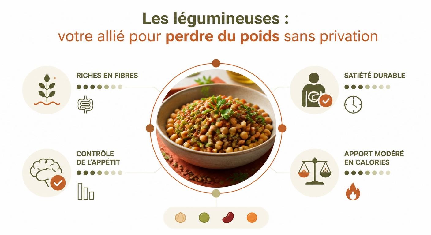 Infographie sur les légumineuses et la gestion du poids sans privation