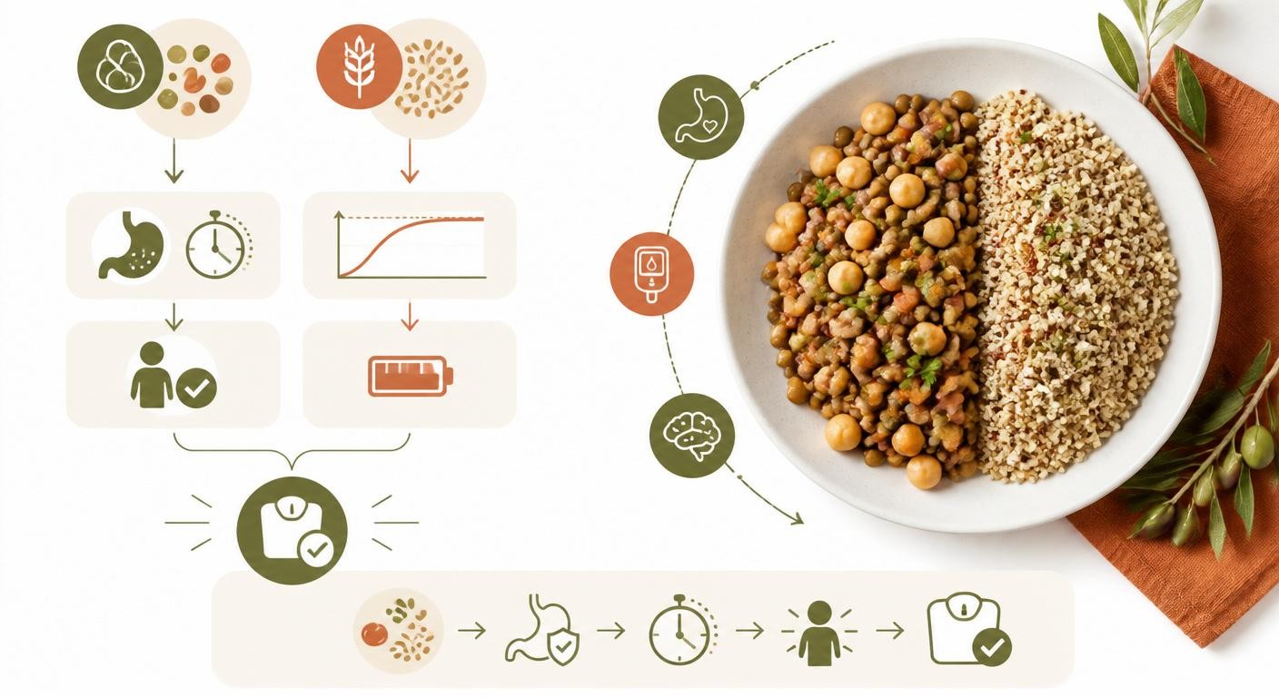 Infographie sur la satiété des légumineuses et l'équilibre alimentaire